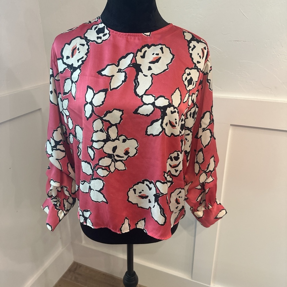 Zara Coral Floral Blouse